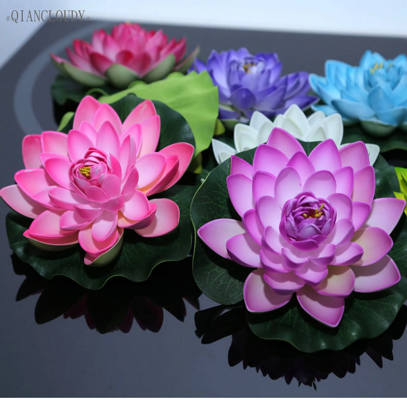 Umjetni lažni listovi lotosa, cvjetovi ljiljana Vodeni BAZEN Plutajuće jezerce cvijeće vjenčani ukras Vrt 17CM B12