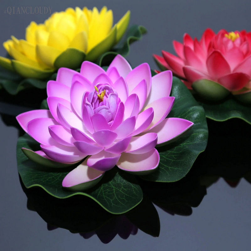 Umjetni lažni listovi lotosa, cvjetovi ljiljana Vodeni BAZEN Plutajuće jezerce cvijeće vjenčani ukras Vrt 17CM B12