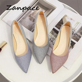 ZANPACE Пролетни обувки на платформа Есенни дамски обувки с остър връх на нисък ток за сватба Bing Плитки дамски обувки с равни обувки Дамски обувки