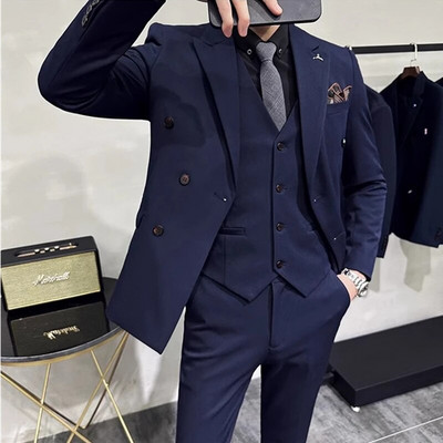 2023. modno novo muško poslovno butik jednobojno jednobojno odijelo za vjenčanje / muški prugasti 3 kom sako sako hlače prsluk