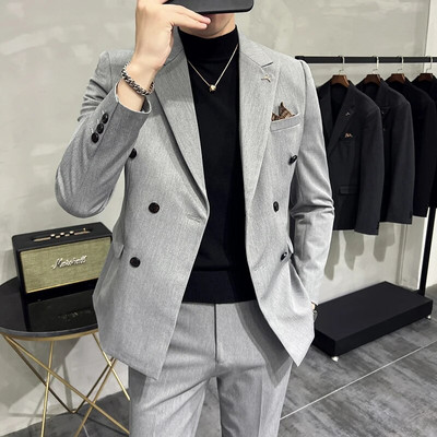 2023. modno novo muško poslovno butik jednobojno jednobojno odijelo za vjenčanje / muški prugasti 3 kom sako sako hlače prsluk