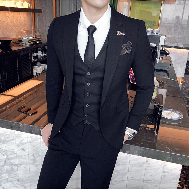 2023. modno novo muško poslovno butik jednobojno jednobojno odijelo za vjenčanje / muški prugasti 3 kom sako sako hlače prsluk