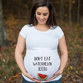 Μην τρώτε σπόρους καρπουζιού Ανακοίνωση για έγκυο Μπλουζάκι Χαριτωμένο μπλουζάκι με στάμπα Pregnancy Plus-Size κοντομάνικο μπλουζάκι Μπλουζάκι εγκυμοσύνης