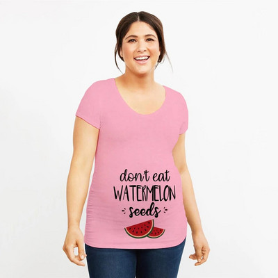 Nemojte jesti sjemenke lubenice Majica kratkih rukava s objavom za trudnoću Majica kratkih rukava s kratkim rukavima sa slatkim printom Majica za trudnice T-shirt za trudnice
