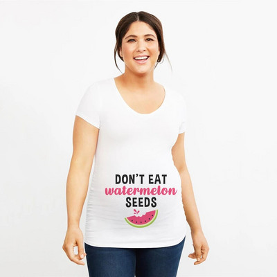 Nemojte jesti sjemenke lubenice Majica kratkih rukava s objavom za trudnoću Majica kratkih rukava s kratkim rukavima sa slatkim printom Majica za trudnice T-shirt za trudnice