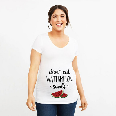 Nemojte jesti sjemenke lubenice Majica kratkih rukava s objavom za trudnoću Majica kratkih rukava s kratkim rukavima sa slatkim printom Majica za trudnice T-shirt za trudnice