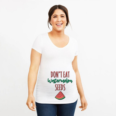 Nemojte jesti sjemenke lubenice Majica kratkih rukava s objavom za trudnoću Majica kratkih rukava s kratkim rukavima sa slatkim printom Majica za trudnice T-shirt za trudnice