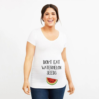 Nemojte jesti sjemenke lubenice Majica kratkih rukava s objavom za trudnoću Majica kratkih rukava s kratkim rukavima sa slatkim printom Majica za trudnice T-shirt za trudnice