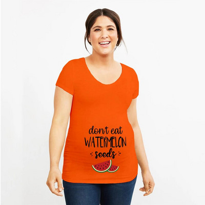 Nemojte jesti sjemenke lubenice Majica kratkih rukava s objavom za trudnoću Majica kratkih rukava s kratkim rukavima sa slatkim printom Majica za trudnice T-shirt za trudnice