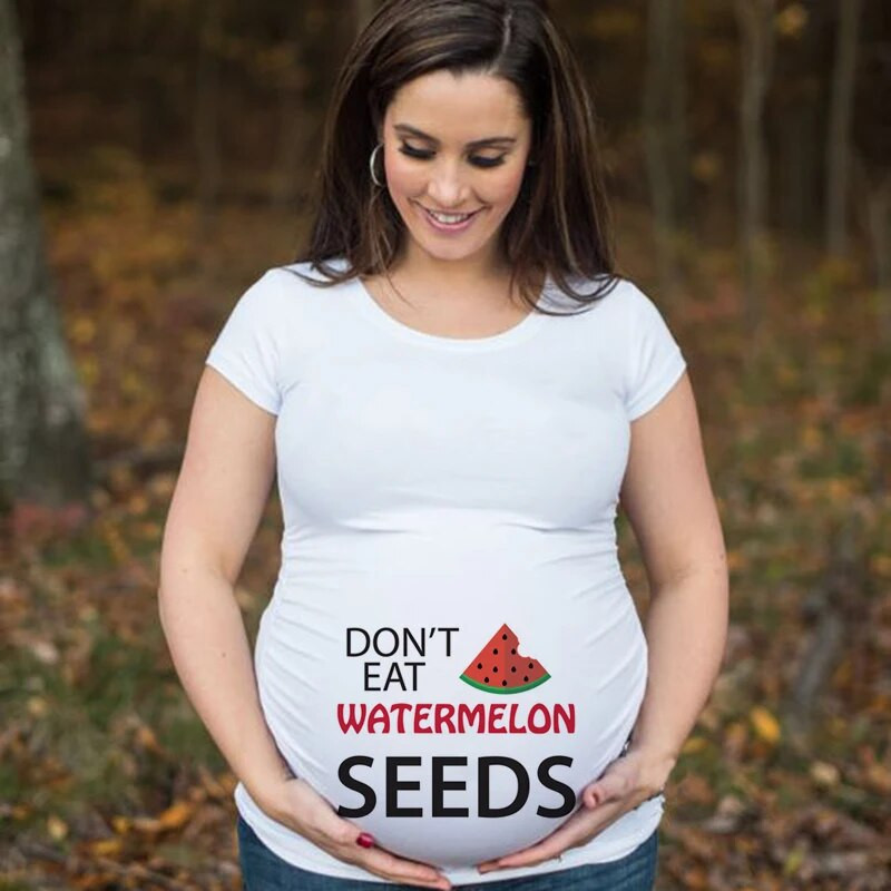 Nemojte jesti sjemenke lubenice Majica kratkih rukava s objavom za trudnoću Majica kratkih rukava s kratkim rukavima sa slatkim printom Majica za trudnice T-shirt za trudnice