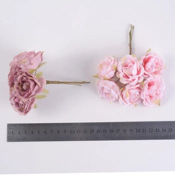 Μπουκέτο 6 τεμ. τεχνητό λουλούδι υψηλής ποιότητας από μεταξωτό τριαντάφυλλο DIY Γιρλάντα Γαμήλιο πάρτι Διακόσμηση σπιτιού Κουτί δώρου Λεύκωμα προμήθειες για πάρτι