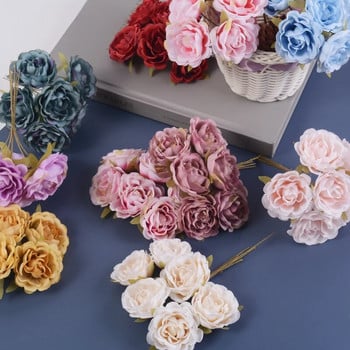 Μπουκέτο 6 τεμ. τεχνητό λουλούδι υψηλής ποιότητας από μεταξωτό τριαντάφυλλο DIY Γιρλάντα Γαμήλιο πάρτι Διακόσμηση σπιτιού Κουτί δώρου Λεύκωμα προμήθειες για πάρτι