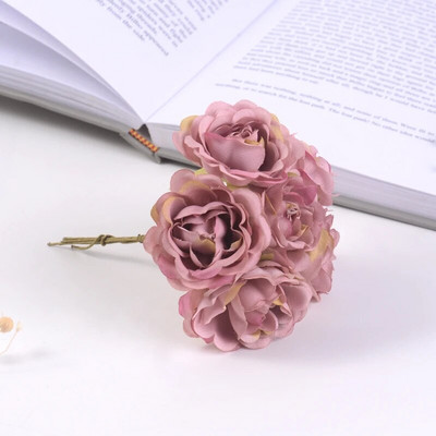 6kom umjetnih cvjetova, visokokvalitetni svileni buket ruža, DIY vijenac za vjenčanje, ukras za dom, poklon kutija, spomenar, pribor za zabavu