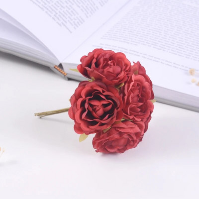 6kom umjetnih cvjetova, visokokvalitetni svileni buket ruža, DIY vijenac za vjenčanje, ukras za dom, poklon kutija, spomenar, pribor za zabavu