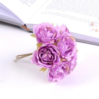 6kom umjetnih cvjetova, visokokvalitetni svileni buket ruža, DIY vijenac za vjenčanje, ukras za dom, poklon kutija, spomenar, pribor za zabavu