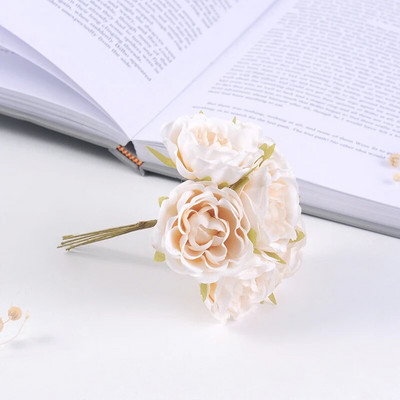 6kom umjetnih cvjetova, visokokvalitetni svileni buket ruža, DIY vijenac za vjenčanje, ukras za dom, poklon kutija, spomenar, pribor za zabavu