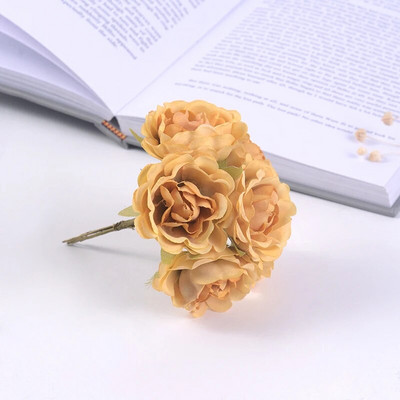 6kom umjetnih cvjetova, visokokvalitetni svileni buket ruža, DIY vijenac za vjenčanje, ukras za dom, poklon kutija, spomenar, pribor za zabavu