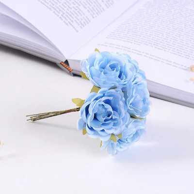 6kom umjetnih cvjetova, visokokvalitetni svileni buket ruža, DIY vijenac za vjenčanje, ukras za dom, poklon kutija, spomenar, pribor za zabavu