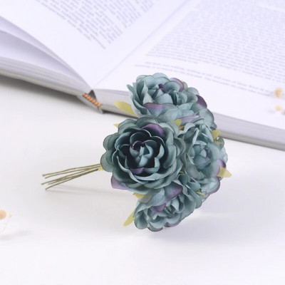 6kom umjetnih cvjetova, visokokvalitetni svileni buket ruža, DIY vijenac za vjenčanje, ukras za dom, poklon kutija, spomenar, pribor za zabavu