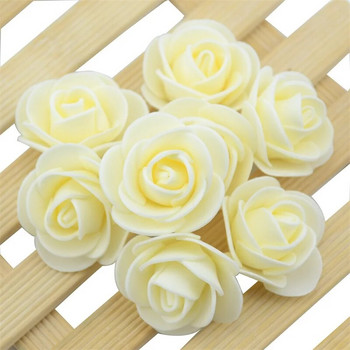 50 ΤΕΜ/Παρτίδα Τεχνητό Mini PE Foam Rose Flower Head Χειροποίητη DIY διακόσμηση σπιτιού γάμου DIY Scrapbooking Fake Flower Kiss Ball