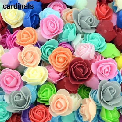 50 ΤΕΜ/Παρτίδα Τεχνητό Mini PE Foam Rose Flower Head Χειροποίητη DIY διακόσμηση σπιτιού γάμου DIY Scrapbooking Fake Flower Kiss Ball