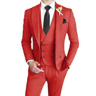 3 vnt. komplektas Blazers Striukė Liemenės kelnės / 2023 m. mados nauji vyriški laisvalaikio verslo vienspalviai ploni kostiumai paltai kelnės liemenė