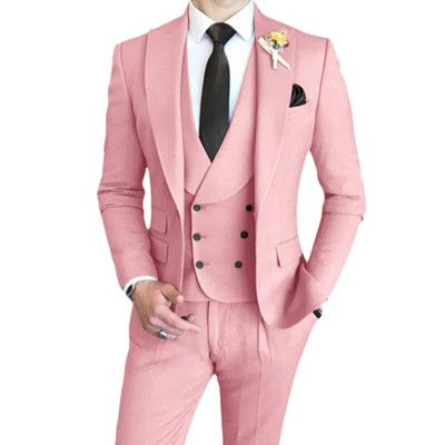 3 vnt. komplektas Blazers Striukė Liemenės kelnės / 2023 m. mados nauji vyriški laisvalaikio verslo vienspalviai ploni kostiumai paltai kelnės liemenė