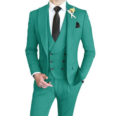 3 vnt. komplektas Blazers Striukė Liemenės kelnės / 2023 m. mados nauji vyriški laisvalaikio verslo vienspalviai ploni kostiumai paltai kelnės liemenė