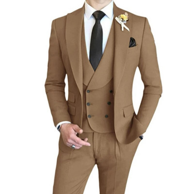 3 vnt. komplektas Blazers Striukė Liemenės kelnės / 2023 m. mados nauji vyriški laisvalaikio verslo vienspalviai ploni kostiumai paltai kelnės liemenė