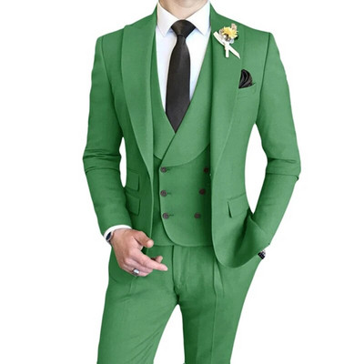 3 vnt. komplektas Blazers Striukė Liemenės kelnės / 2023 m. mados nauji vyriški laisvalaikio verslo vienspalviai ploni kostiumai paltai kelnės liemenė