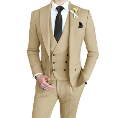 3 vnt. komplektas Blazers Striukė Liemenės kelnės / 2023 m. mados nauji vyriški laisvalaikio verslo vienspalviai ploni kostiumai paltai kelnės liemenė