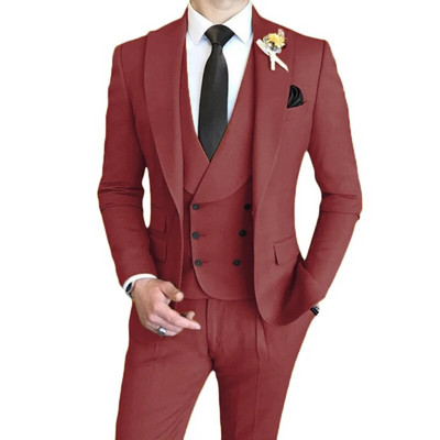 3 vnt. komplektas Blazers Striukė Liemenės kelnės / 2023 m. mados nauji vyriški laisvalaikio verslo vienspalviai ploni kostiumai paltai kelnės liemenė