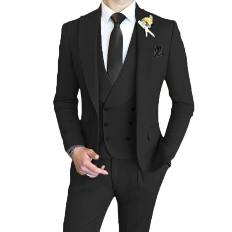 3 vnt. komplektas Blazers Striukė Liemenės kelnės / 2023 m. mados nauji vyriški laisvalaikio verslo vienspalviai ploni kostiumai paltai kelnės liemenė