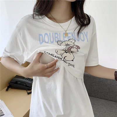 Rasedate lühikeste varrukatega rinnaga toitmise T-särk imetavatele emadele Suveriided Naistele Koduriided 2108