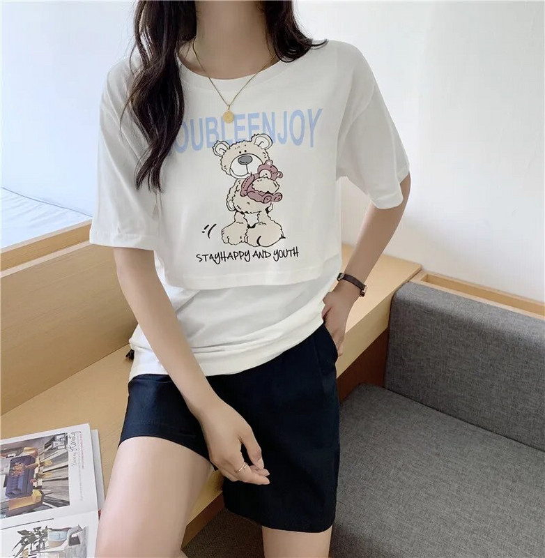 Rasedate lühikeste varrukatega rinnaga toitmise T-särk imetavatele emadele Suveriided Naistele Koduriided 2108