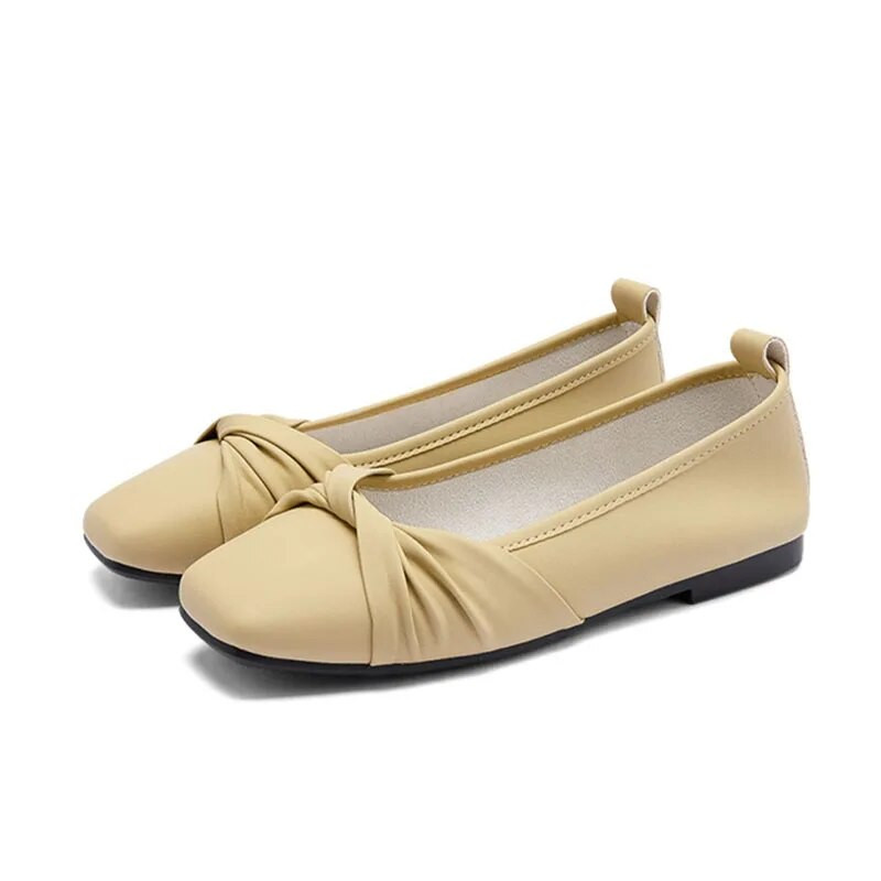 Jaunas sieviešu plakanas, kroku laivas kurpes Kvadrātveida purngalu slīdēšanas plakanās kurpes Sieviešu sekla dizaina apavi sievietēm pavasara rudens 1202N