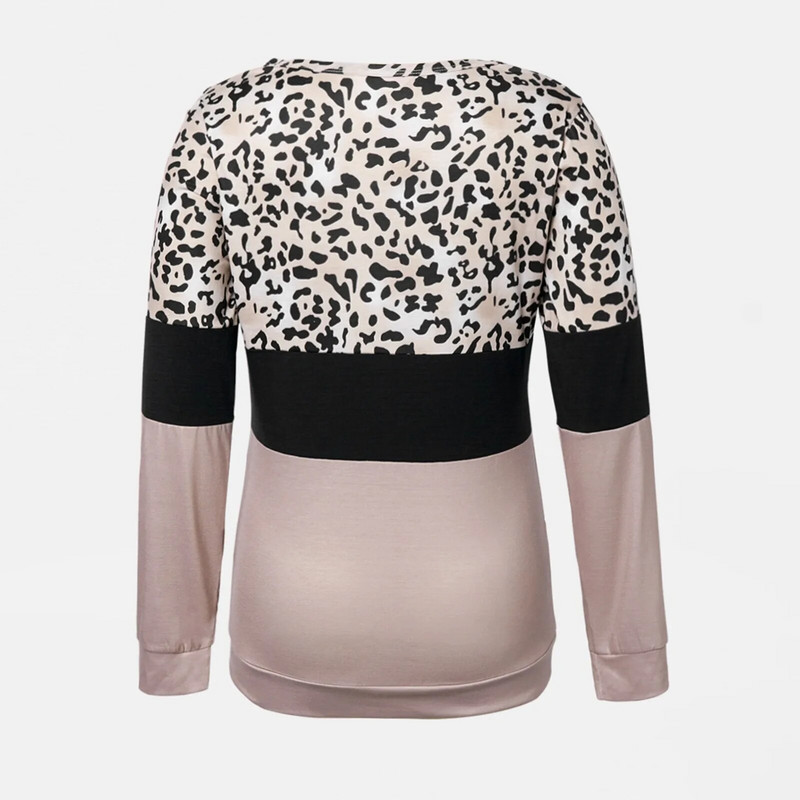 Modna ženska odjeća za trudnice Mommy dugih rukava s leopard printom Patchwork Nursingg Majica kratkih rukava Gornja bluza za dojenje Novo