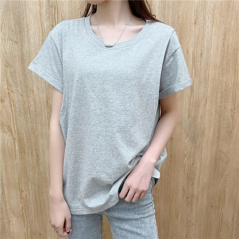 Siva ljetna majica kratkih rukava s okruglim izrezom za dojilje, trudnice, odjeća, bluza za dojenje 2219