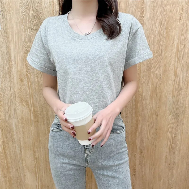 Siva ljetna majica kratkih rukava s okruglim izrezom za dojilje, trudnice, odjeća, bluza za dojenje 2219
