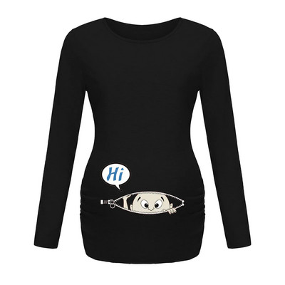 Ženska majica s tunikom za trudnice Mama Clothes Laskava majica kratkih rukava s dugim rukavima i širokim izrezom sa strane, ležerna jednobojna odjeća