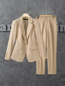 Žensko odijelo Blejzer hlače 2-dijelni set jesen zima crna marelica smeđa jedno dugme jacquard uredski ženski formalni komplet radnog odijela