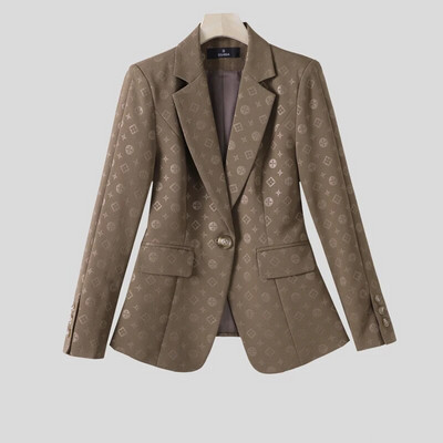 Žensko odijelo Blejzer hlače 2-dijelni set jesen zima crna marelica smeđa jedno dugme jacquard uredski ženski formalni komplet radnog odijela