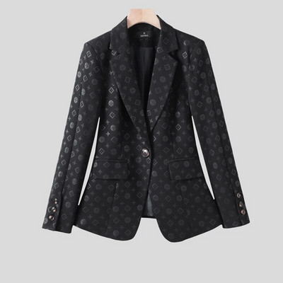 Žensko odijelo Blejzer hlače 2-dijelni set jesen zima crna marelica smeđa jedno dugme jacquard uredski ženski formalni komplet radnog odijela