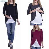 Ženska odjeća za trudnice i dojilje Majice s omotom za trudnice i dojilje Dvoslojna odjeća za dojenje Majica kratkih rukava