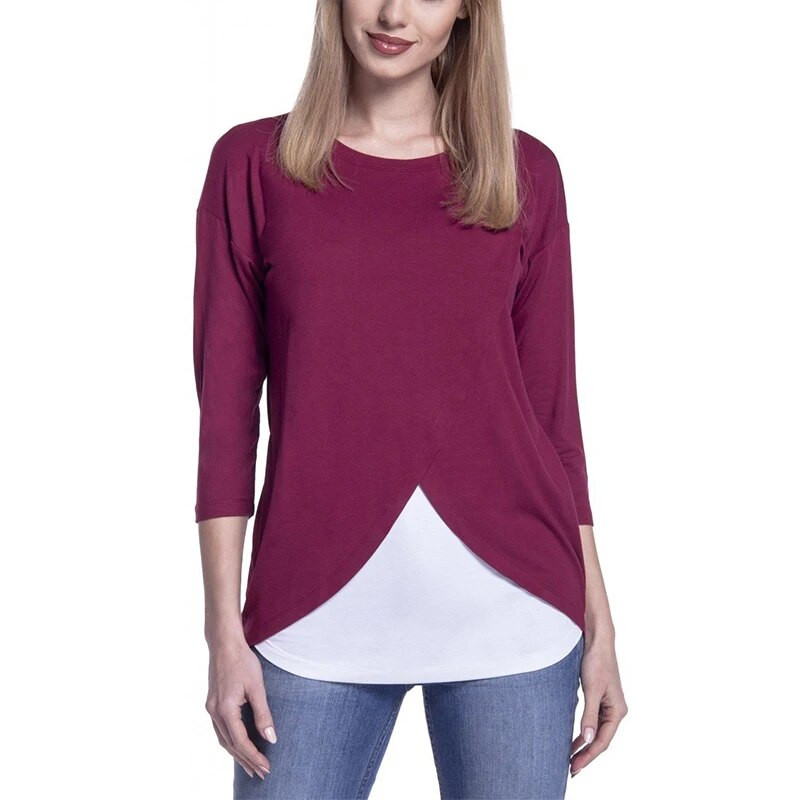 Ženska odjeća za trudnice i dojilje Majice s omotom za trudnice i dojilje Dvoslojna odjeća za dojenje Majica kratkih rukava