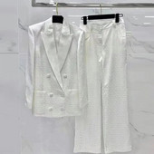 Visokokvalitetni INS Star luksuzni dizajn Modno odijelo od acetatnog satenskog jacquard tankog presjeka Odijelo s hlačama Dvodijelni set sakoa Ženski