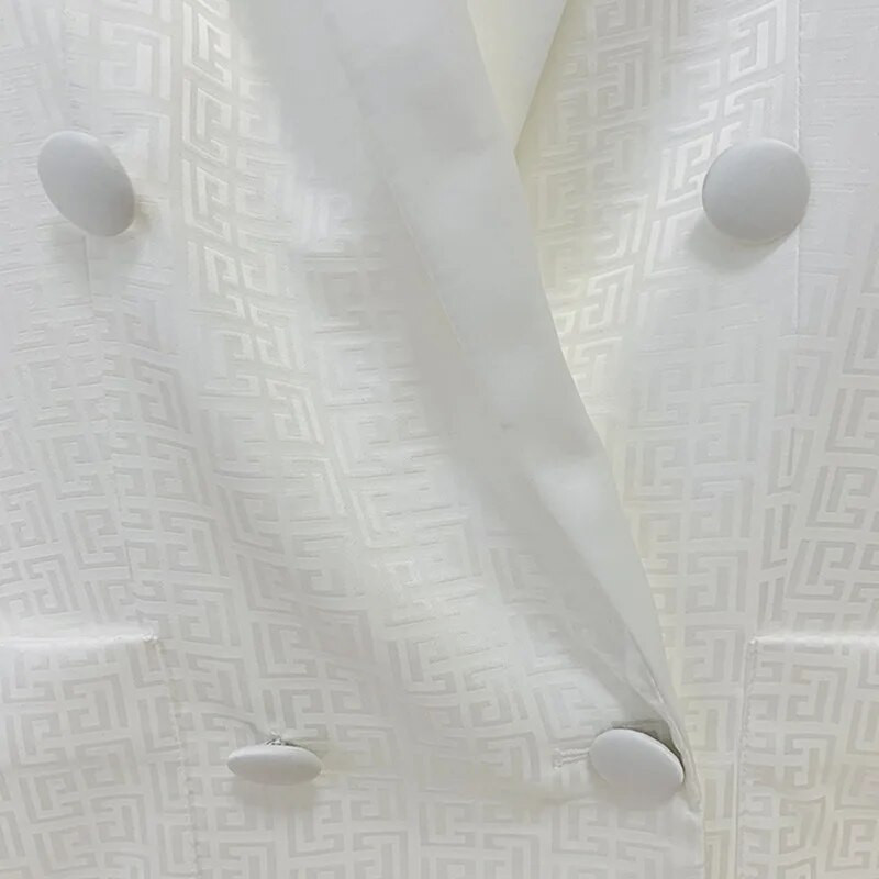 Visokokvalitetni INS Star luksuzni dizajn Modno odijelo od acetatnog satenskog jacquard tankog presjeka Odijelo s hlačama Dvodijelni set sakoa Ženski