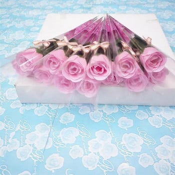 Творчески 10 бр. Изкуствена роза с едно стъбло с пластмасова опаковка Сапунени цветя Подарък за Свети Валентин Декорация за рожден ден