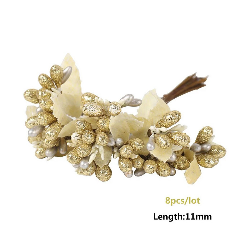 Mini zlatni umjetni tučak Zlatna miješana trešnja Stabljika Svežanj bobica Hibridna biljka Cvijet DIY Vijenac Potrepštine za vjenčanje