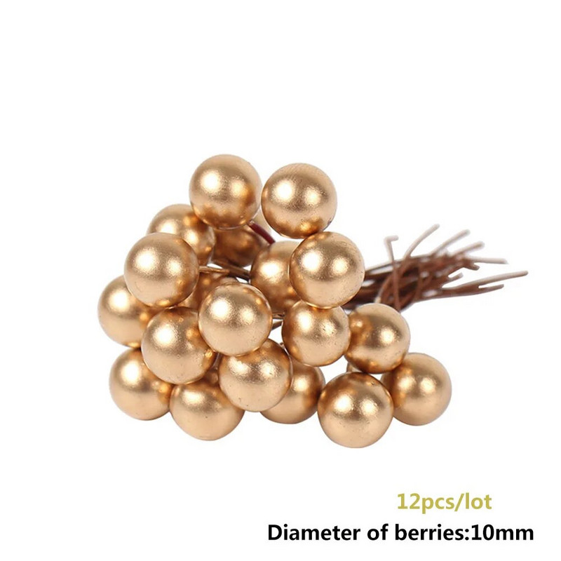 Mini zlatni umjetni tučak Zlatna miješana trešnja Stabljika Svežanj bobica Hibridna biljka Cvijet DIY Vijenac Potrepštine za vjenčanje